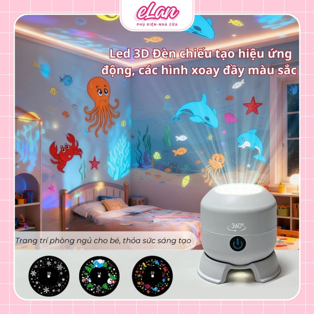 Đèn chiếu 3D tạo hiệu ứng động độ nét cao, Đèn Led xoay tự động 360 độ đầy màu sắc đại dương huyền ả