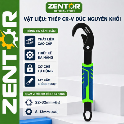 Cờ lê ZENTOR đa năng-Cờ lê đa năng cao cấp thép CR-V có thể tự điều chỉnh kích tiện lợi