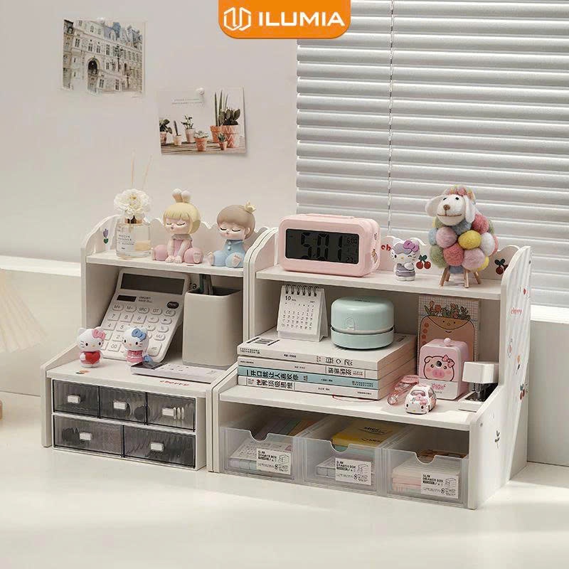 Giá Để Bàn Làm Việc, Kệ Đựng Mỹ Phẩm decor góc bàn làm việc, bàn trang điểm thương hiệu ILUMIA- IG41