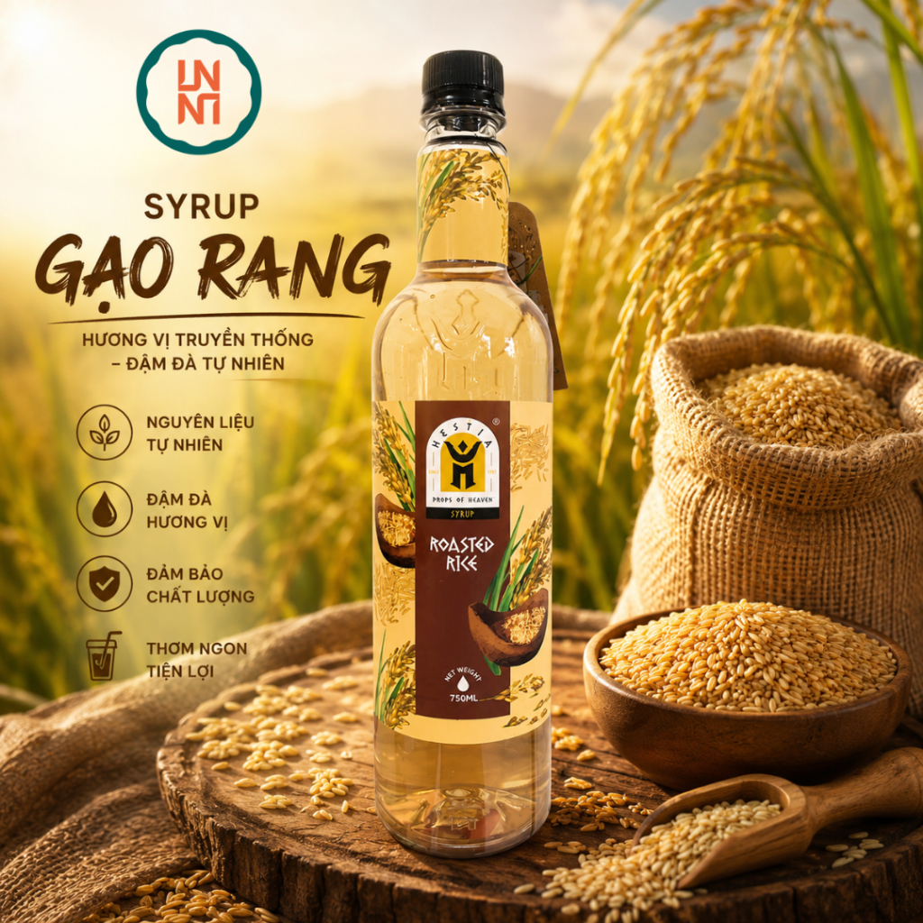 Syrup Gạo Rang HESTIA Chai 750ml | Dùng Pha Trà Sữa, Cà Phê