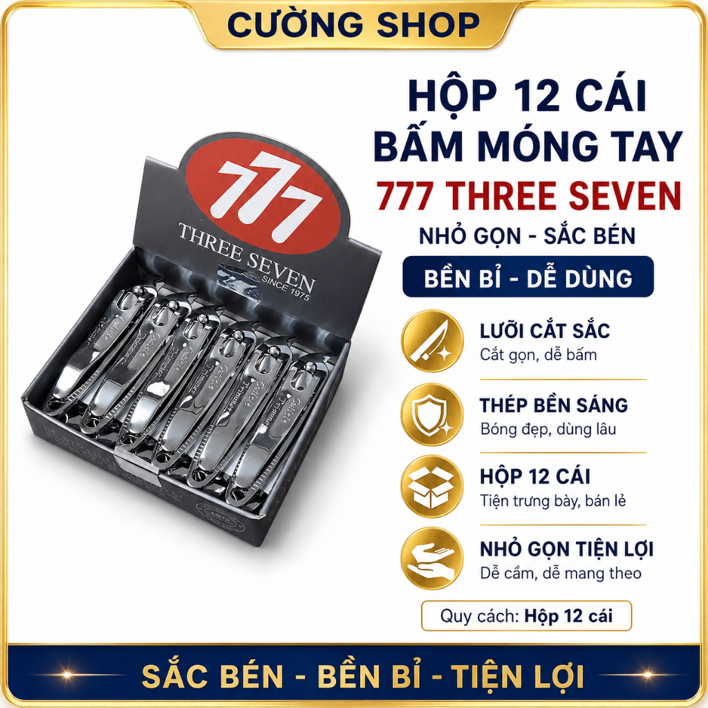 HỘP 12 CÁI BẤM MÓNG TAY 777 THREE SEVEN – NHỎ GỌN, SẮC BÉN