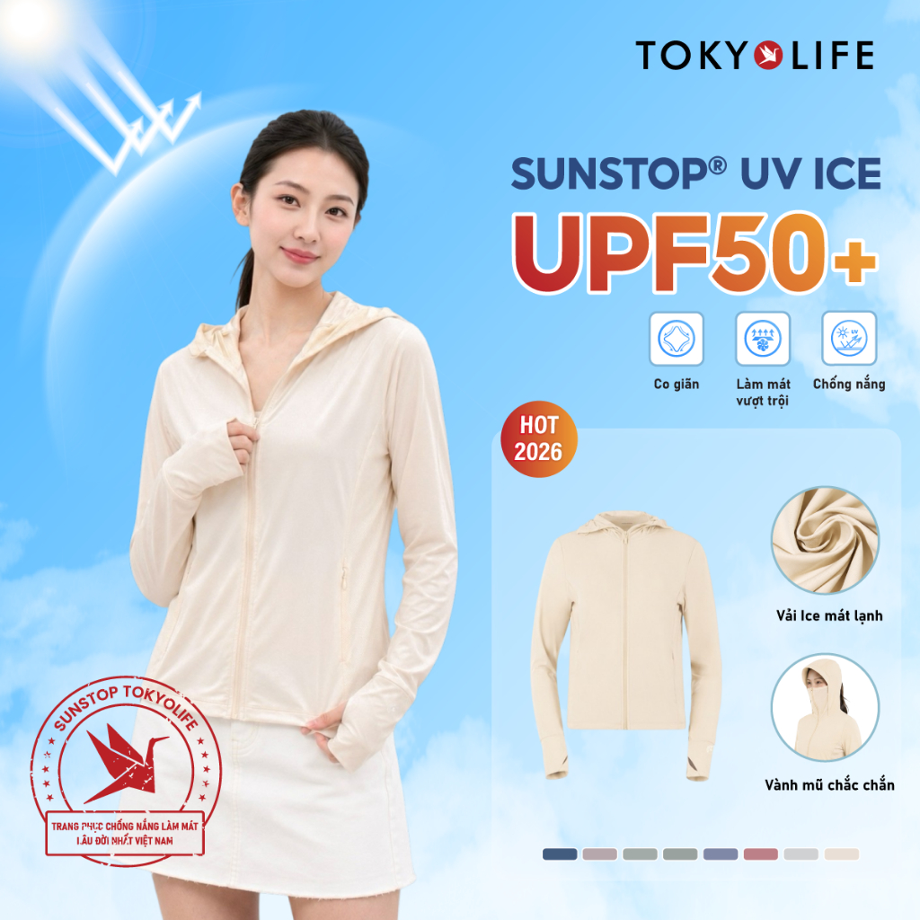 Áo khoác chống nắng nữ TOKYOLIFE SunStop Ice siêu mát lạnh thoáng khí 40000092