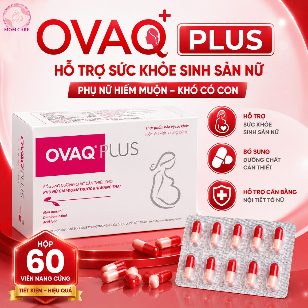 Bổ trứng OVAQ Plus 60 Viên tăng cường sức khỏe sinh sản phụ nữ chuẩn bị mang thai, nội tiết tố AGO