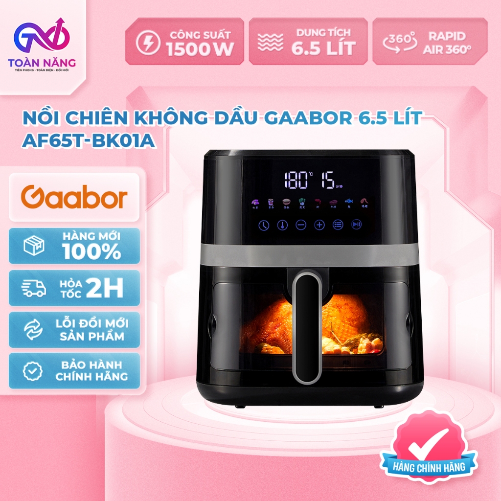 Nồi Chiên Không Dầu 6.5L Gaabor AF65T-BK01A – Công Suất 1500W - Chính Hãng