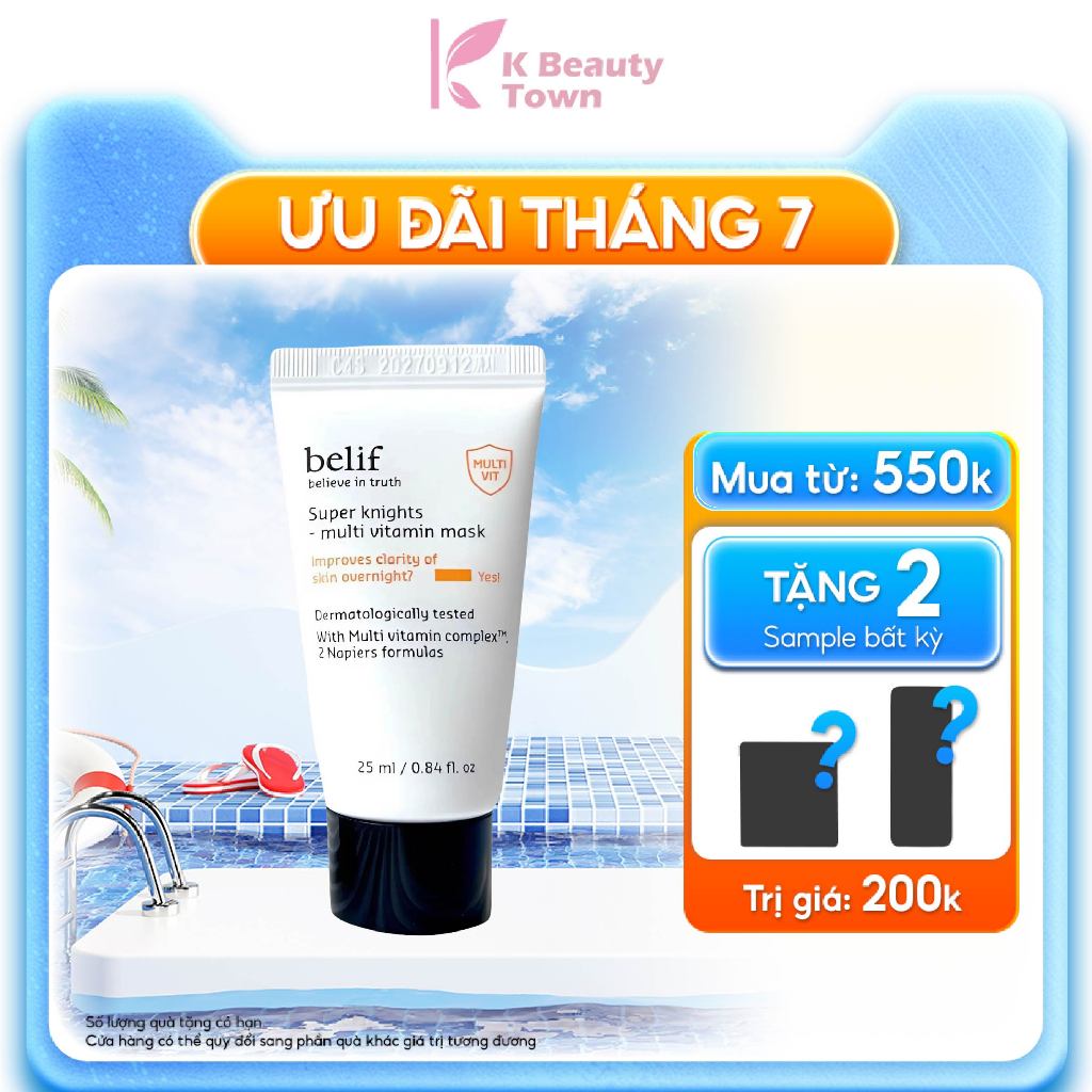 Mặt nạ ngủ dưỡng ẩm và phục hồi da chuyên sâu belif Multi Vitamin Mask 25ml x K Beauty Town