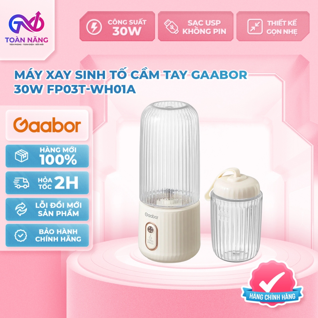 Máy Xay Sinh Tố Cầm Tay Gaabor FP03T-WH01A – Thiết Kế Ergonomic - Công Suất 30W - Chính Hãng