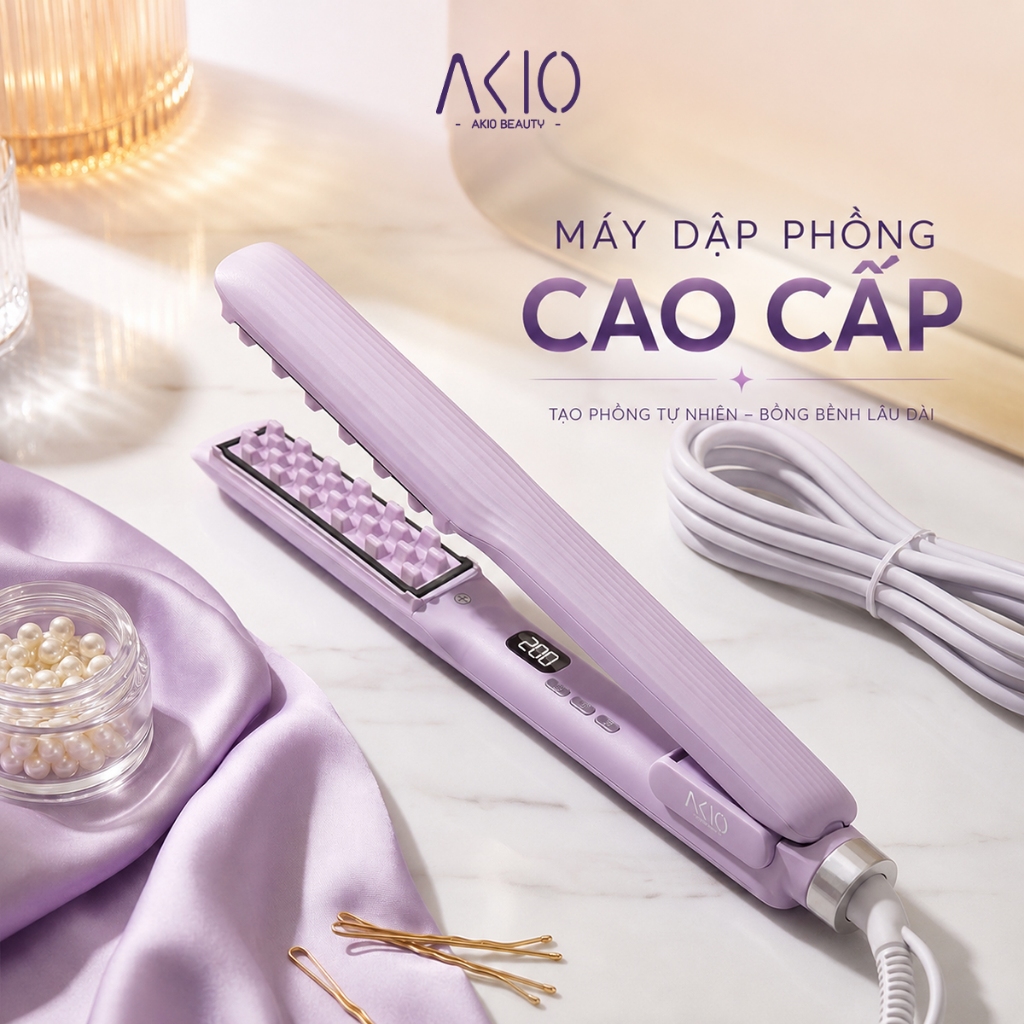Máy dập phồng chân tóc Bliss V12 thương hiệu AKIO BEAUTY có chân dập nâng cấp, phun ion âm