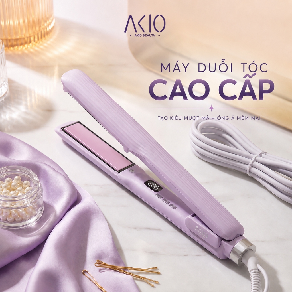 Máy duỗi tóc ép thẳng Elite V10 AKIO BEAUTY tạo kiểu thẳng xoăn có ion âm bảo vệ tóc