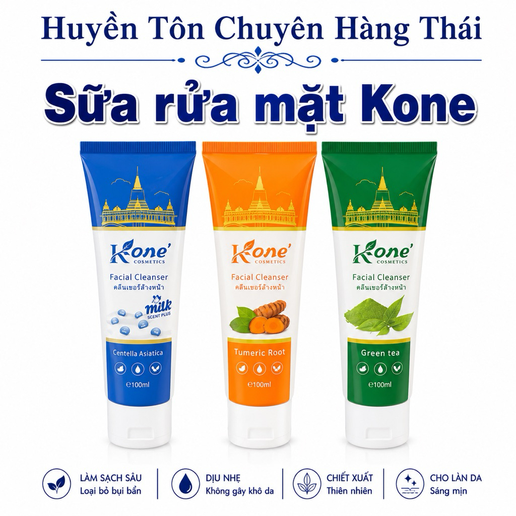 Sữa rửa mặt kone tuýp 100ml dưỡng da làm sạch da