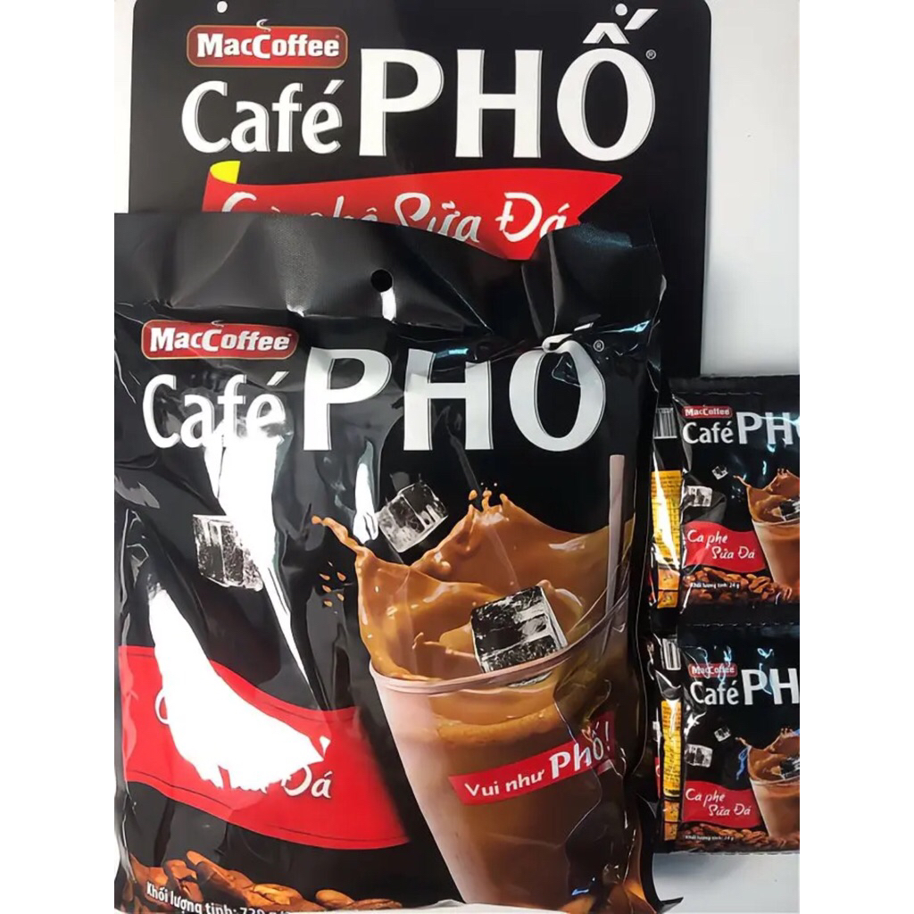 [Chính Hãng] Cà Phê Phố MacCoffee Cà Phê Sữa Đá (Túi 30 Gói x 24g) - Thơm Ngon Đúng Điệu, Date Mới