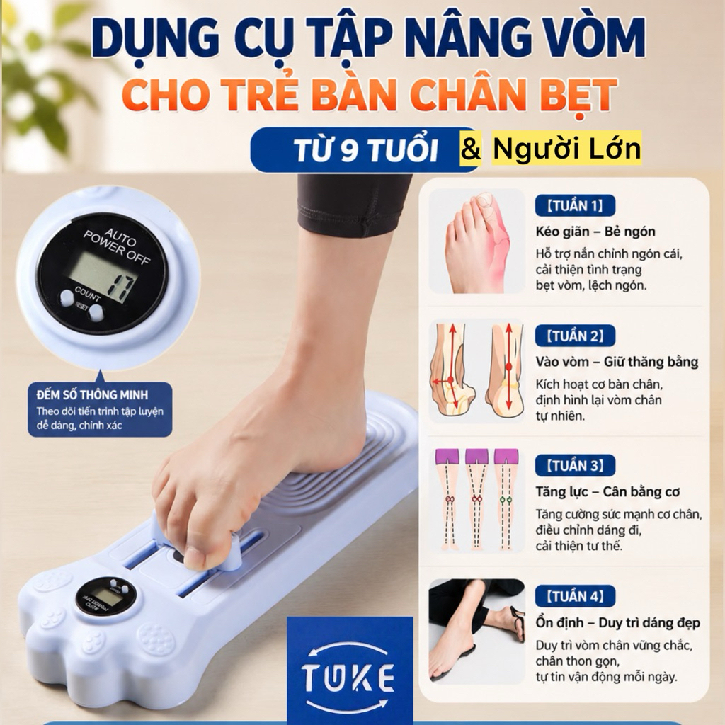 Bàn tập vòm chân bẹt, tập nâng vòm cho bé từ 9 tuổi và người lớn, dụng cụ tập bàn chân bẹt, tập vòm 