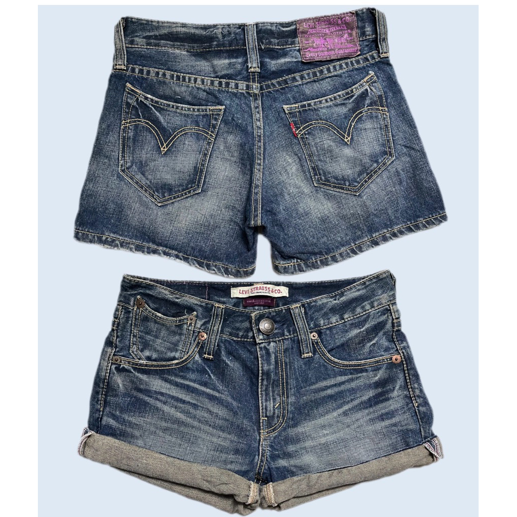 Quần lệ vy short jean ngắn lưng thấp cạp trễ phong cách đường phố hiphop y2k hàng secondhand