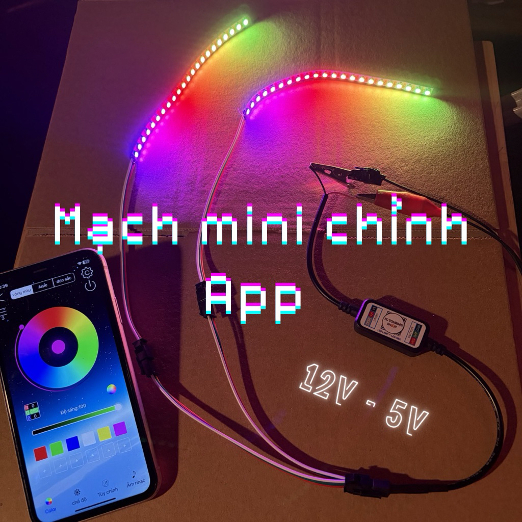 Mạch Mini Audi Chỉnh App Đổi Màu 12V ra 5V LED Audi 210 Chế Độ LED LAMP chuyên độ audi các dòng xe T