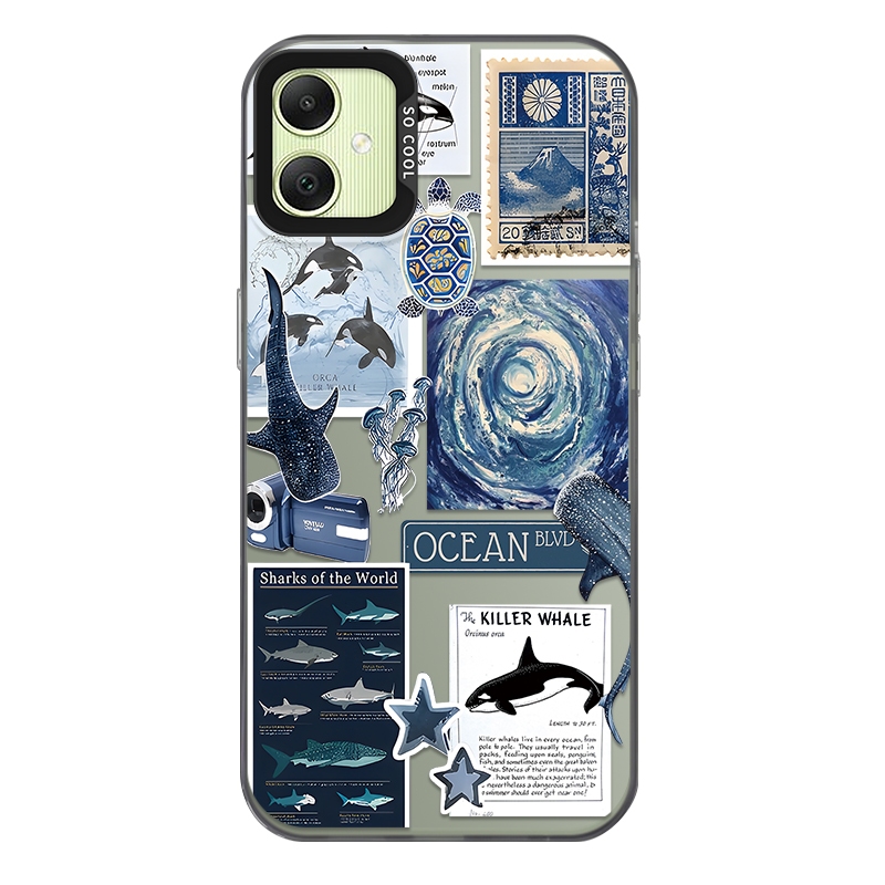 For Samsung Galaxy A05/Samsung M05/Samsung F05 Phone case,Tranh minh họa sinh vật biển, bao da điện 