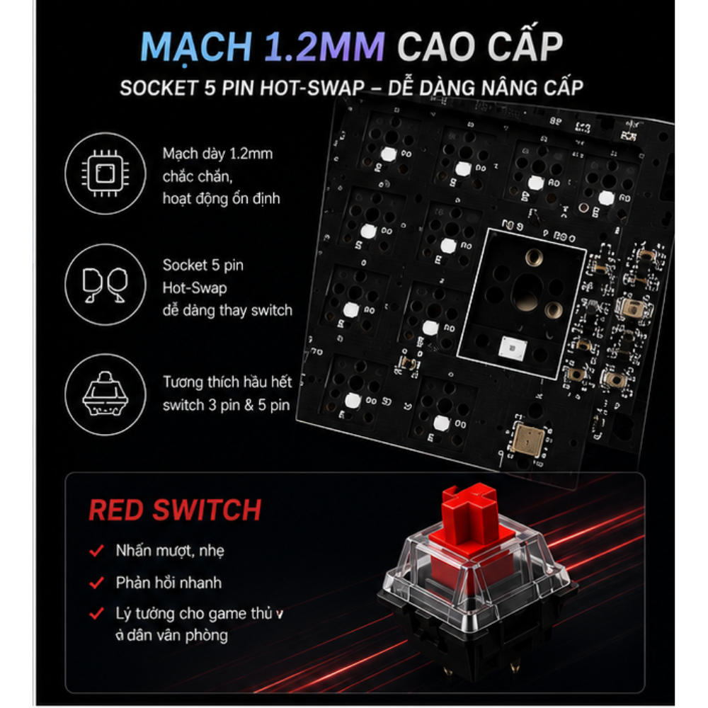 [ Deal mở bán ] Bàn phím cơ ATAS K75 - PCB 1.2mm - Hot-swap 5 pin - Led Rainbown 19 hiệu ứng - Keycap xuyên led | BigBuy360 - bigbuy360.vn