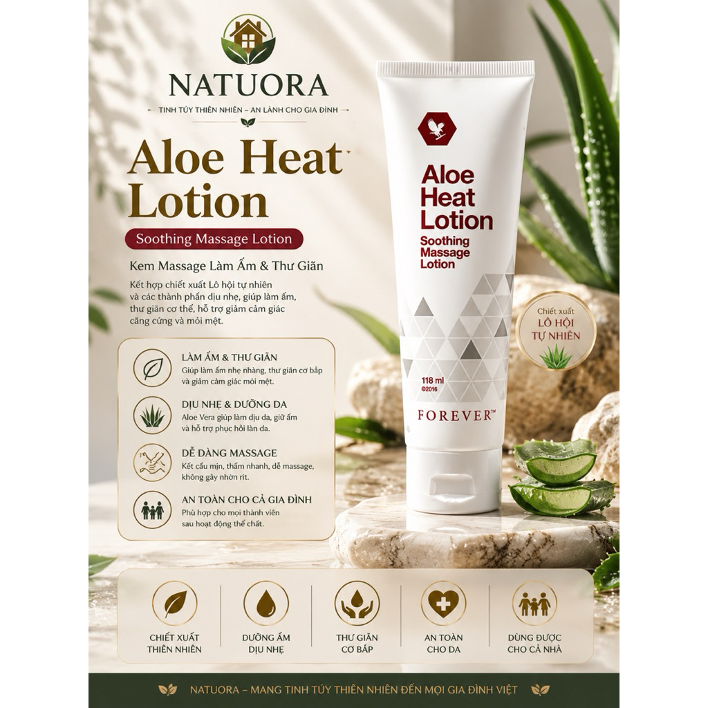 [CHÍNH HÃNG FLP] Kem Bôi Massage Lô Hội Thảo Mộc FOREVR ALOE HEAT LOTION | #064flp - 118ml