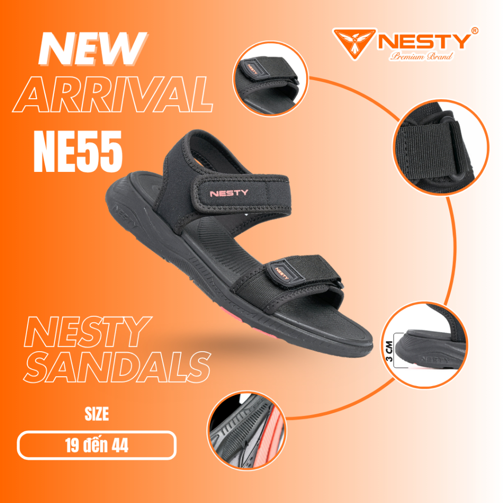 [NE55] DÉP SANDAL NESTY HỌC SINH/ SINH VIÊN QUAI DÁN TIỆN LỢI, ÊM CHÂN, CHỐNG TRƯỢT ( KO1 ) *LIVE