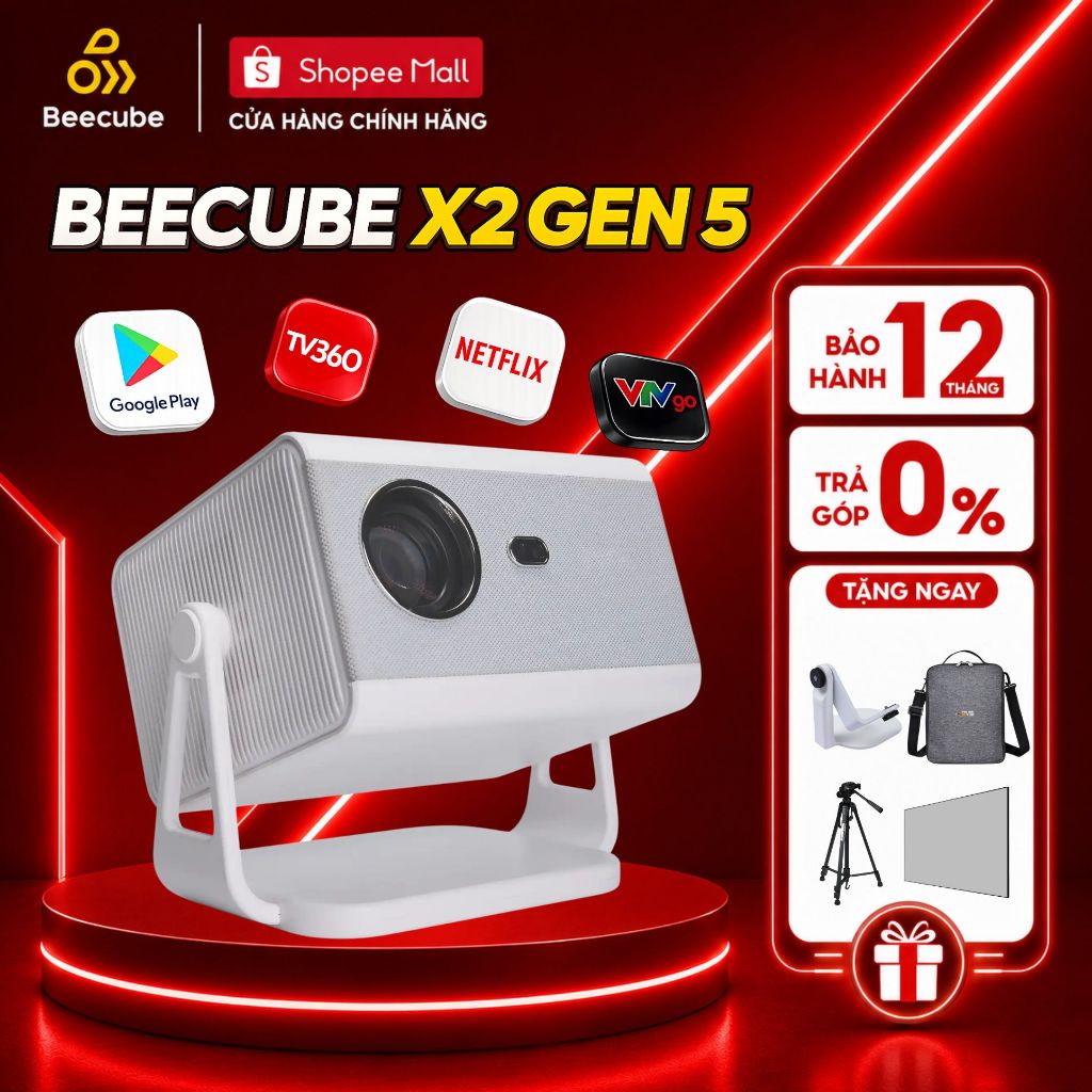 Máy Chiếu Mini BEECUBE X2 MAX Gen 5 Hệ Điều Hành Android + Kết nối Điện thoại - BH 12 Tháng
