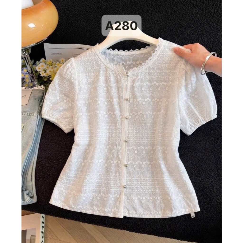 A280 sm boil cổ ren thêu dây nổi