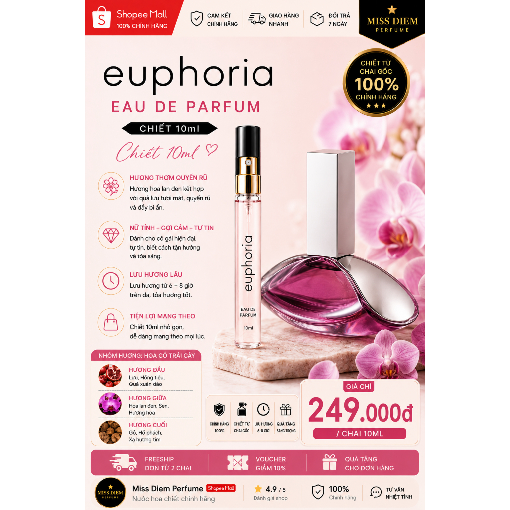 Nước hoa nữ Euphoria - For Women EDP 10ml Chiet 100% Auth