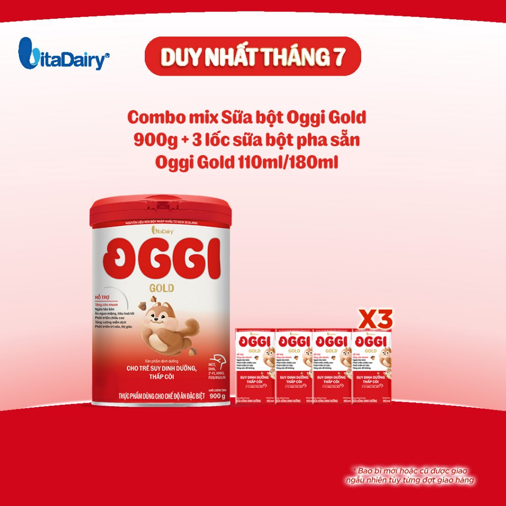 [COMBO MIX] Sữa bột Oggi Gold 900g + 3 lốc sữa bột pha sẵn Oggi Gold 110ml/180ml - Hỗ trợ tăng cân n