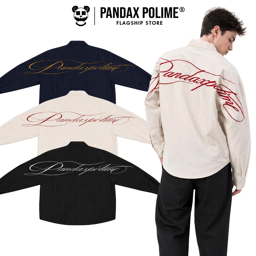 Áo sơ mi clean fit linen thêu nổi shirt unisex local brand form rộng cặp đôi nam nữ px pandax polime