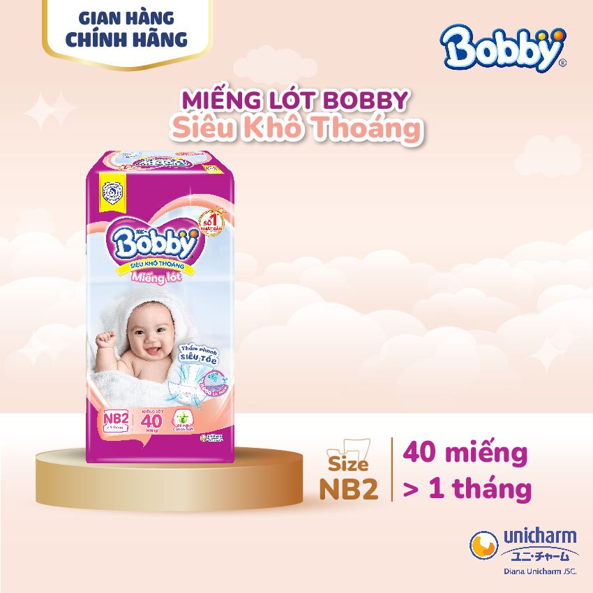 Miếng lót sơ sinh _ BOBBY NEWBORN2_ NB2-40/NB2-60_cho bé dưới 1 tháng tuổi _ HÀNG CHÍNH HÃNG