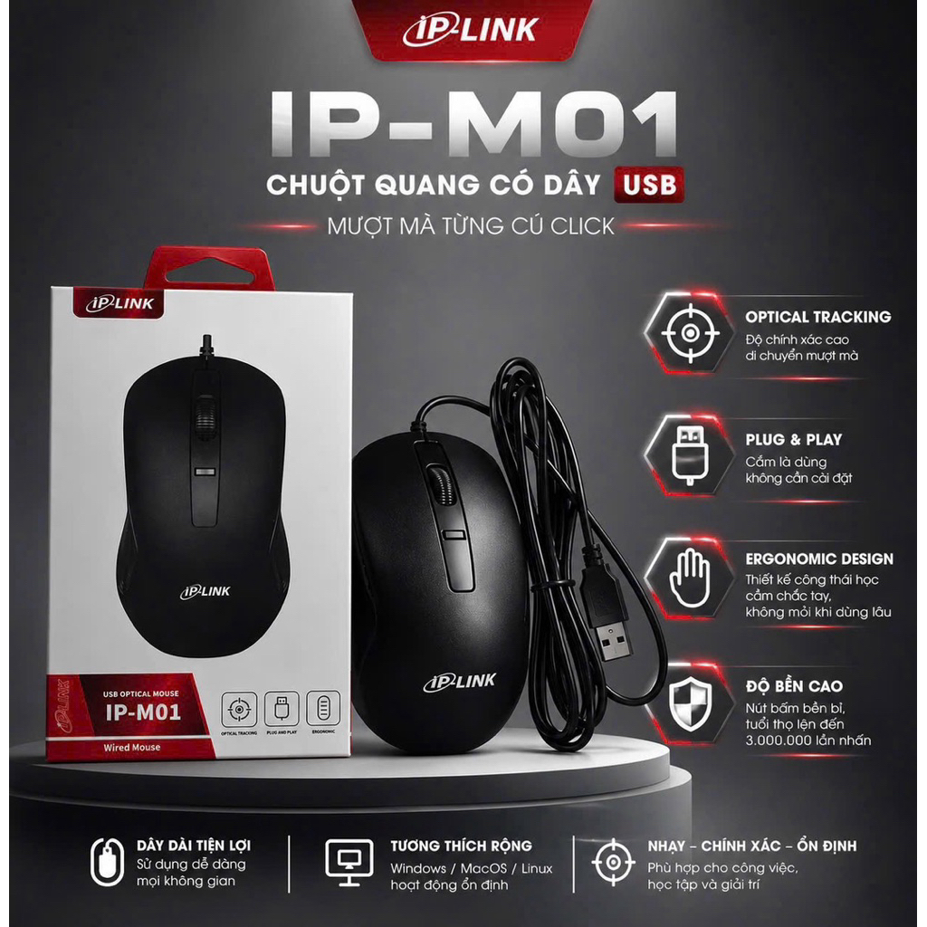 IP-M01: Chuột có dây 4D hàng IP-Link - BH 24T