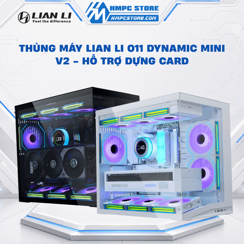 Case - Thùng máy Lian Li O11 DYNAMIC MINI V2 - Hỗ trợ dựng card, bảo hành 12 tháng