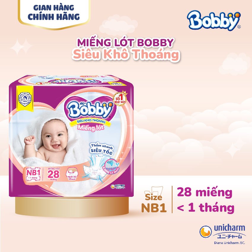 Miếng lót sơ sinh BOBBY NEWBORN1_NB1-28/NB1-64/NB1-108 cho bé dưới 1 tháng tuổi _ Hàng Chính Hãng