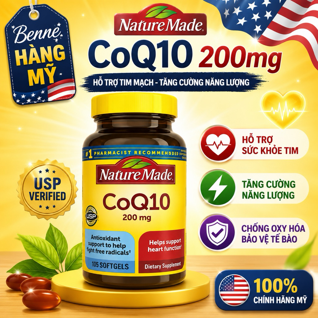 [🇺🇸,10/28] Viên uống Nature Made CoQ10 200mg 105v