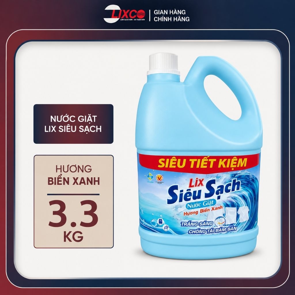NƯỚC GIẶT LIX HƯƠNG BIỂN XANH CAN 3.3KG _ LIXCO VIỆT NAM