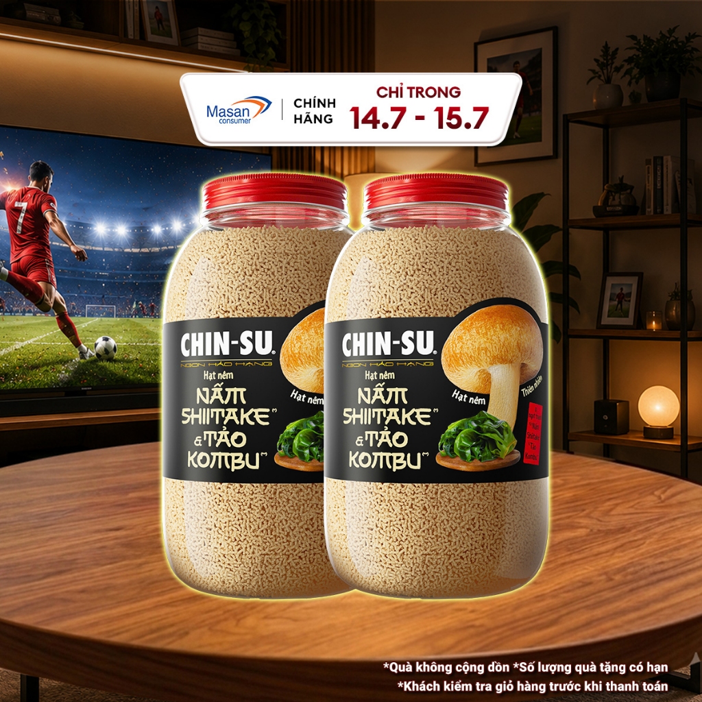 [LS][Chọn loại] Combo 2 Hạt nêm CHIN-SU Nấm Shiitake & Tảo Kombu - hũ x 450gr