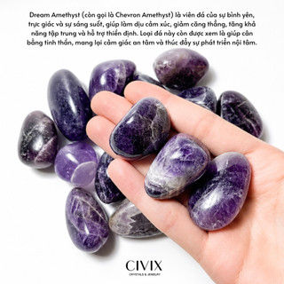 Đá Dream Amethyst Tumble Thạch Anh Tím Phong Thủy Bình An Giấc Ngủ