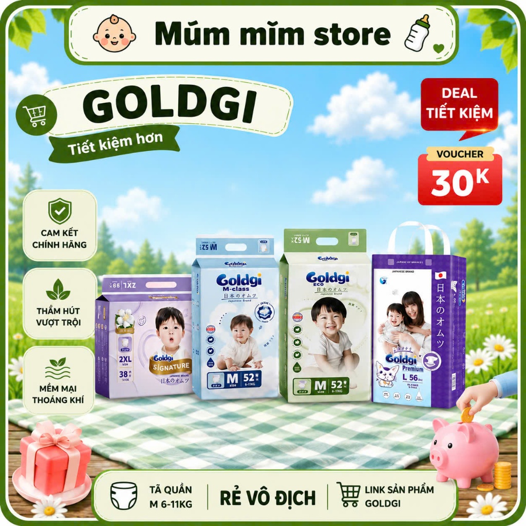 [SIÊU RẺ] Tã Bỉm Goldgi Signature, Goldgi Premium, Goldgi M-Class Chính Hãng lựa chọn của mẹ, yên tâ