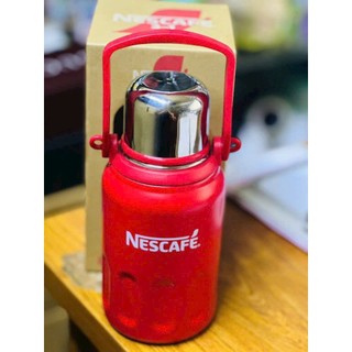 BÌNH GIỮ NHIỆT 1lit/  NESCAFE MÀU ĐỎ 1000ml Có QUAI CẦM