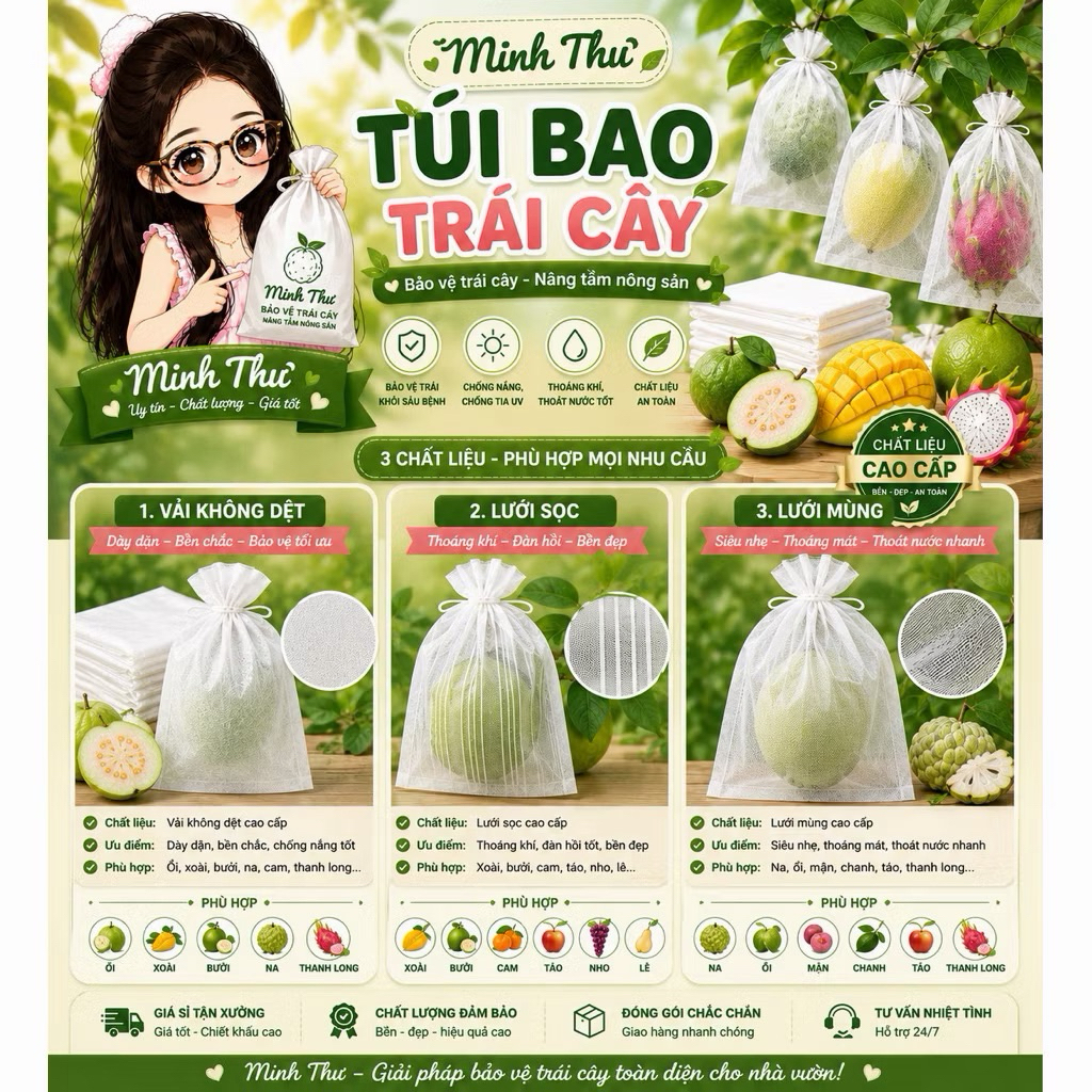 COMBO 100 cái Túi bao trái ( 15x30 )