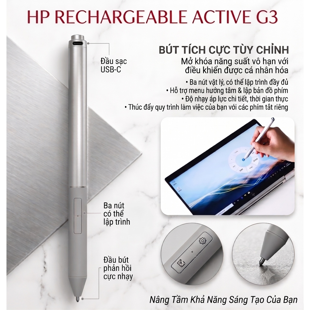 Bút cảm ứng laptop HP Rechargeable Active Pen G3