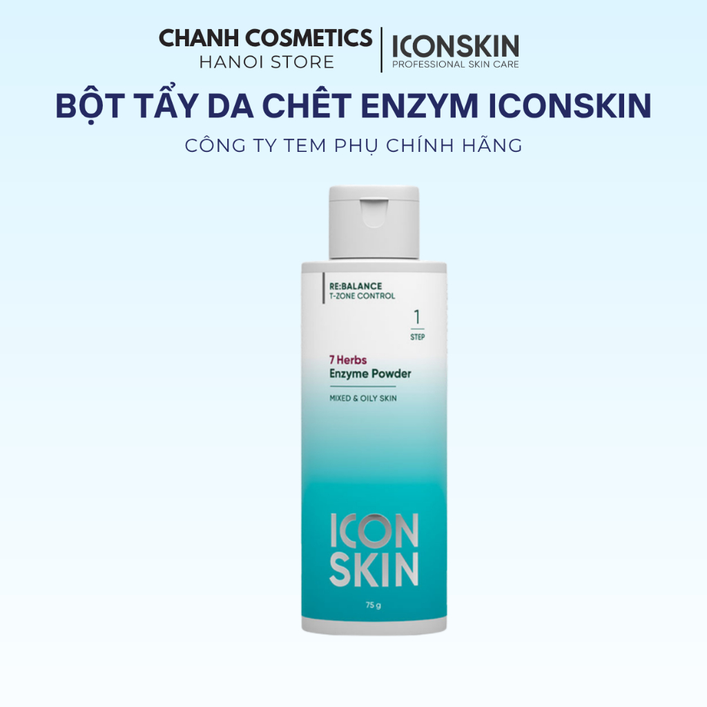 [Đại lý chính hãng] Bột tẩy da chết enzyme Icon Skin 7 Herbs Enzyme Powder 75g | Dành cho da hỗn hợp