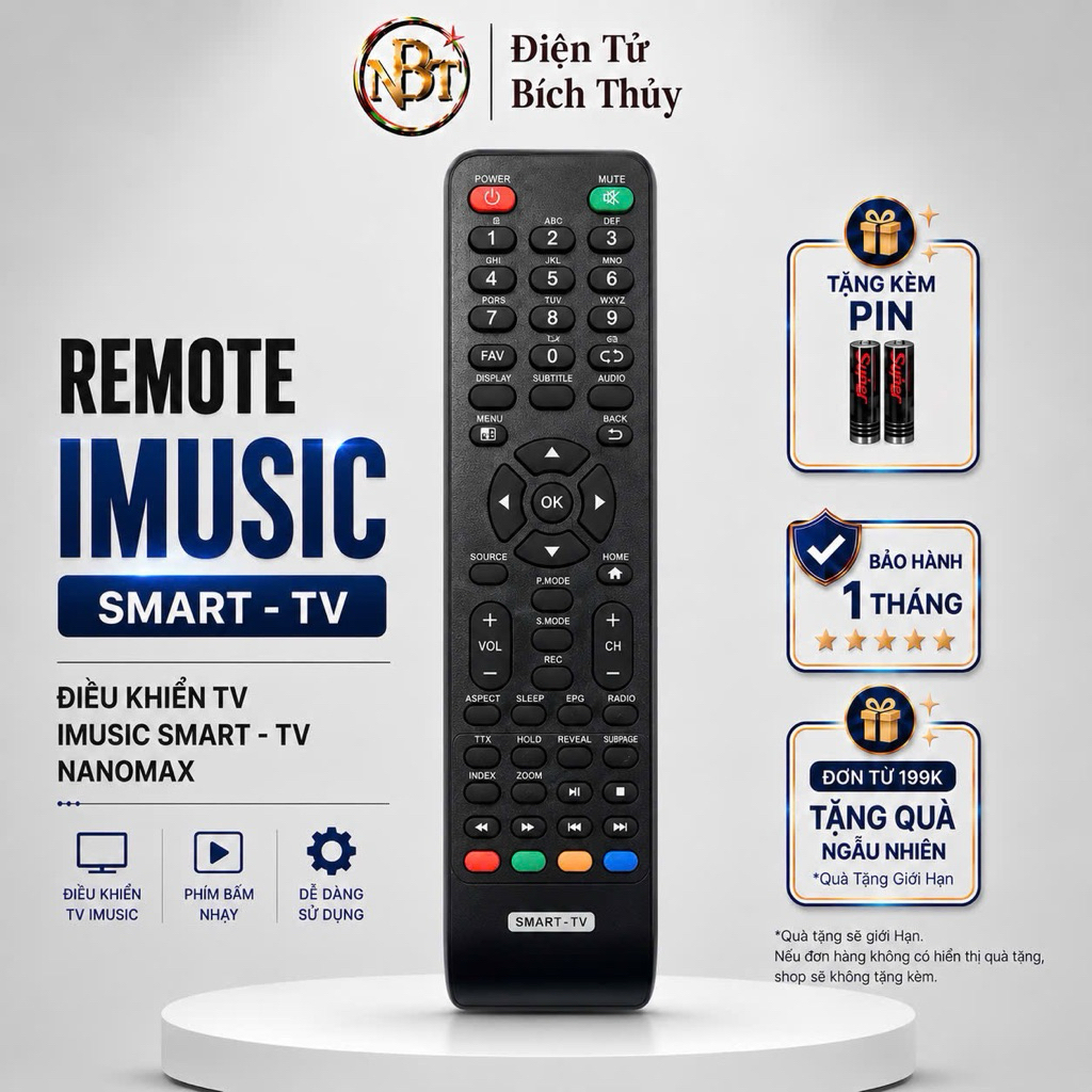 Remote điều khiển TV IMUSIC SMART - TV NANOMAX - ĐT Bích Thuỷ