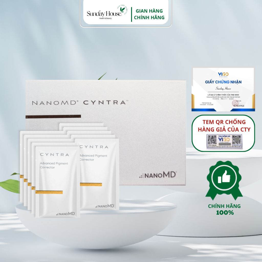 [HỘP 10 GÓI x1.5ml] Kem Sáng Da Mờ Nám Sạm NanoMD Cyntra Advance Pigment Corrector 8% Cysteamine