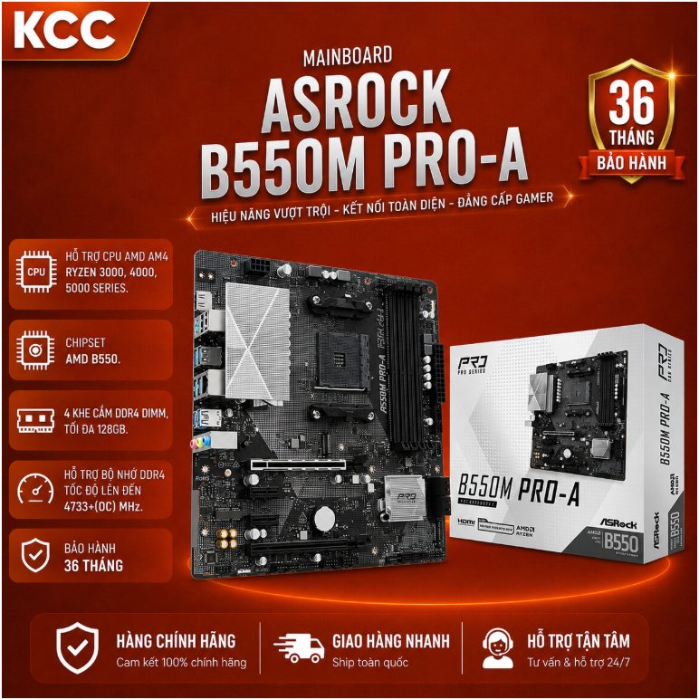 Mainboard Asrock B550M Pro-A bảo hành 3 năm chính hãng