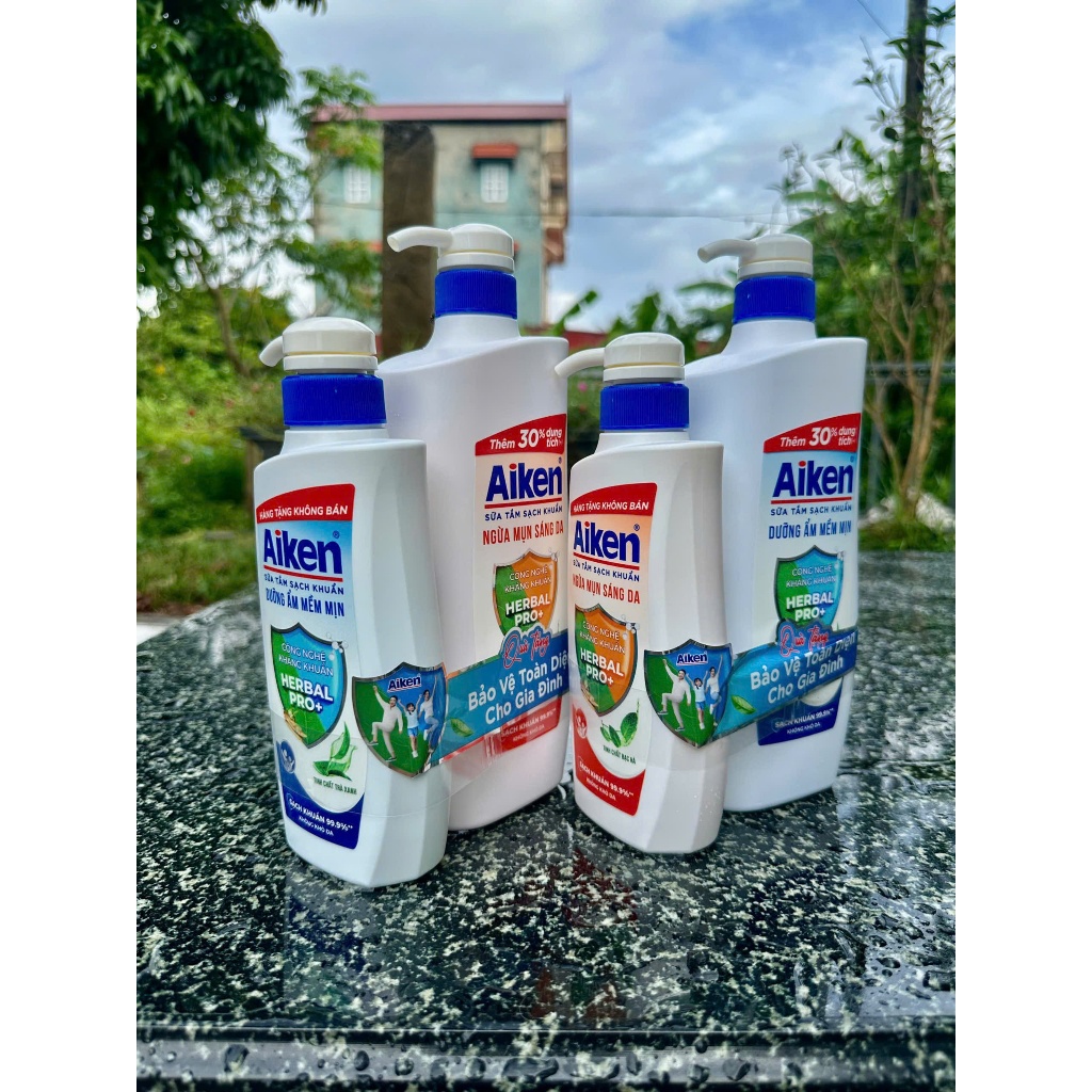 [Tặng Sữa Tắm 350G] Sữa tắm sạch khuẩn Aiken thảo mộc Dưỡng ẩm mềm mịn / Ngừa mụn sáng da 845g