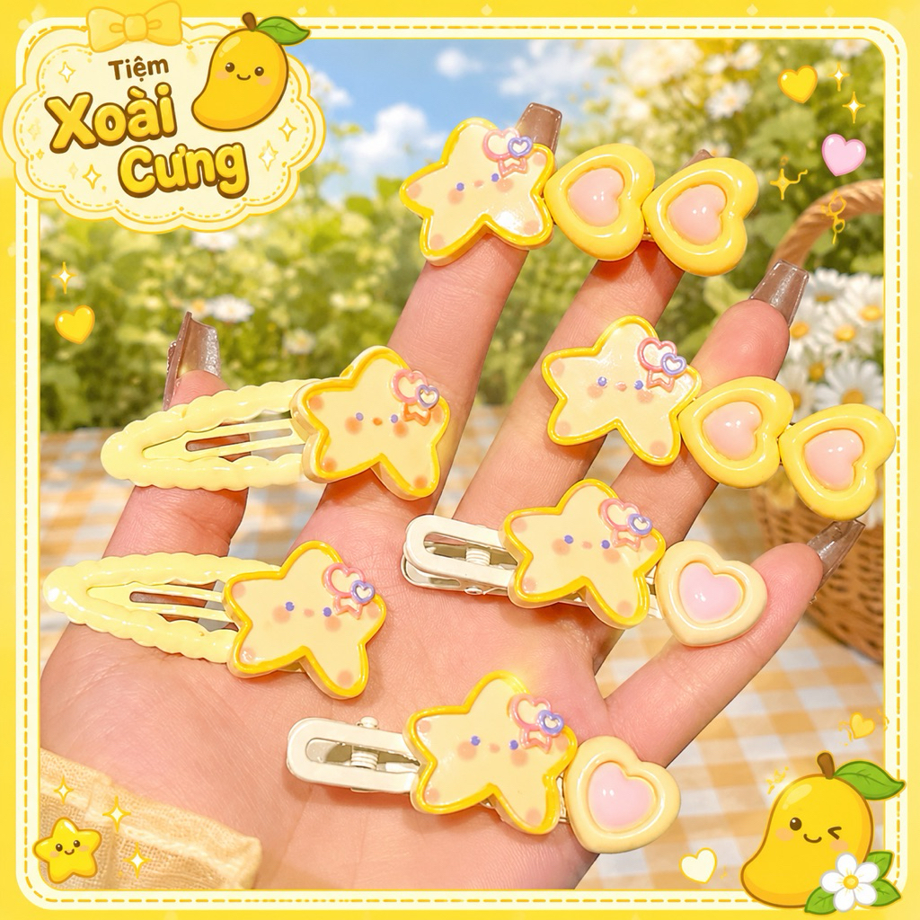 Kẹp tóc hình ngôi sao màu vàng vô cùng đáng iuuuuu ✨✨