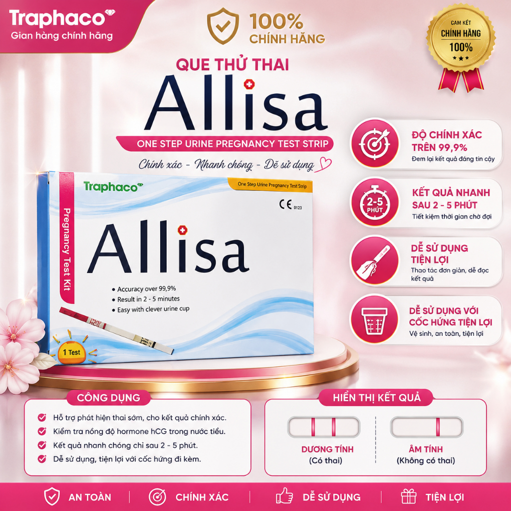 Com Bo 5 Hộp Allisa, Test Thử Thai, Que Thử Thai Alisa, Test Bản To, Đạt Chuẩn Xuất Âu