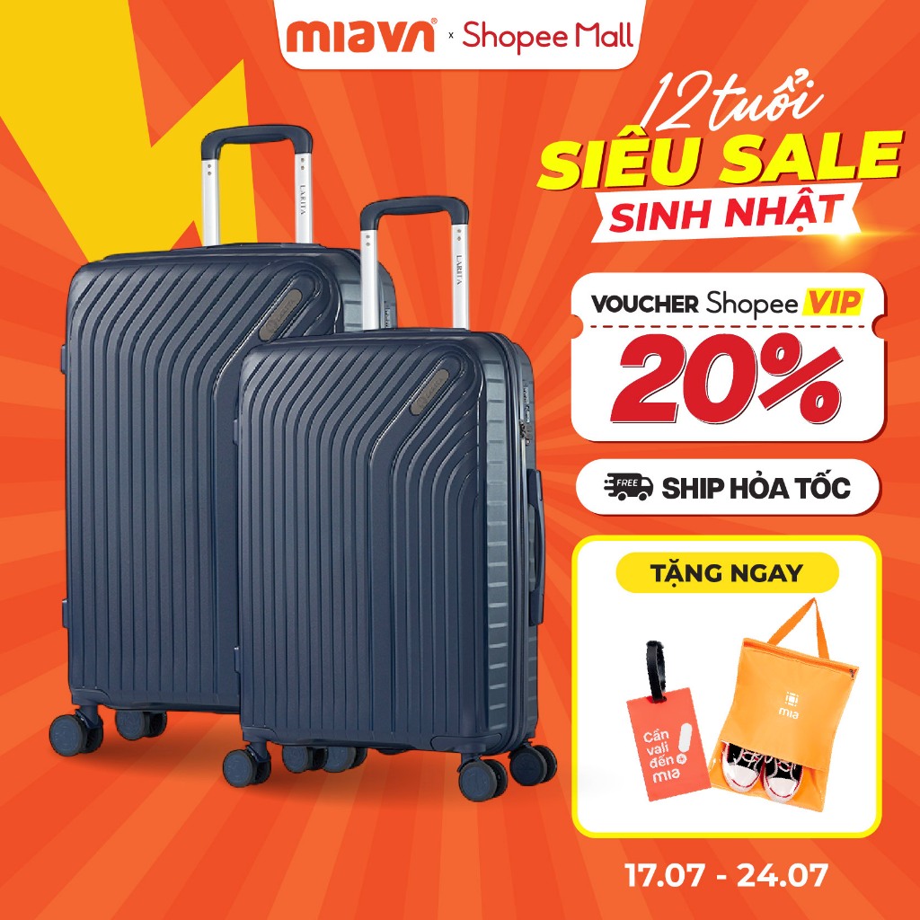 Combo 2 Vali Kéo MIA Du Lịch Larita RICO - Size 20/24/28, Nhựa PP Siêu Bền, Hạn Chế Va Đập, Khoá Số 
