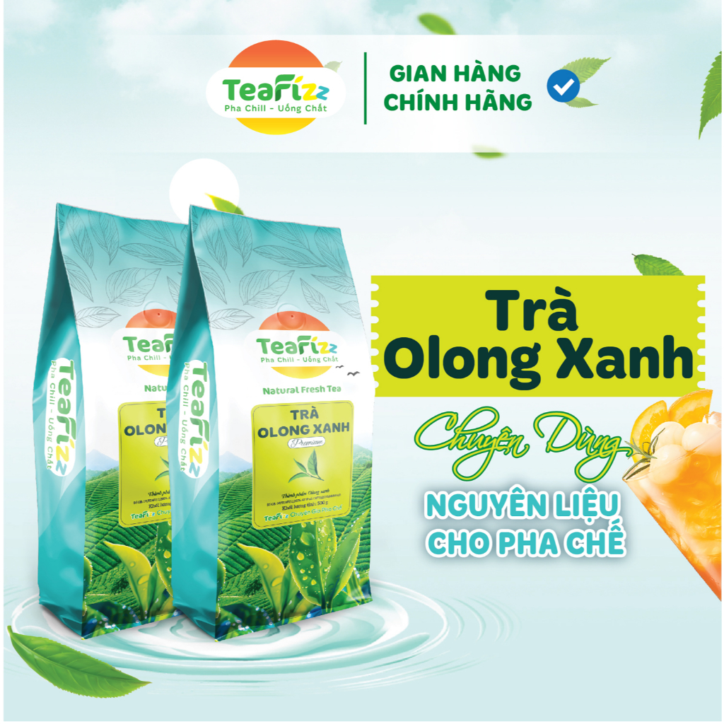 Combo 2 Gói Trà Olong Xanh Cao Cấp TeaFizz 1000g - Pha Olong Long Nhãn, Olong Sữa