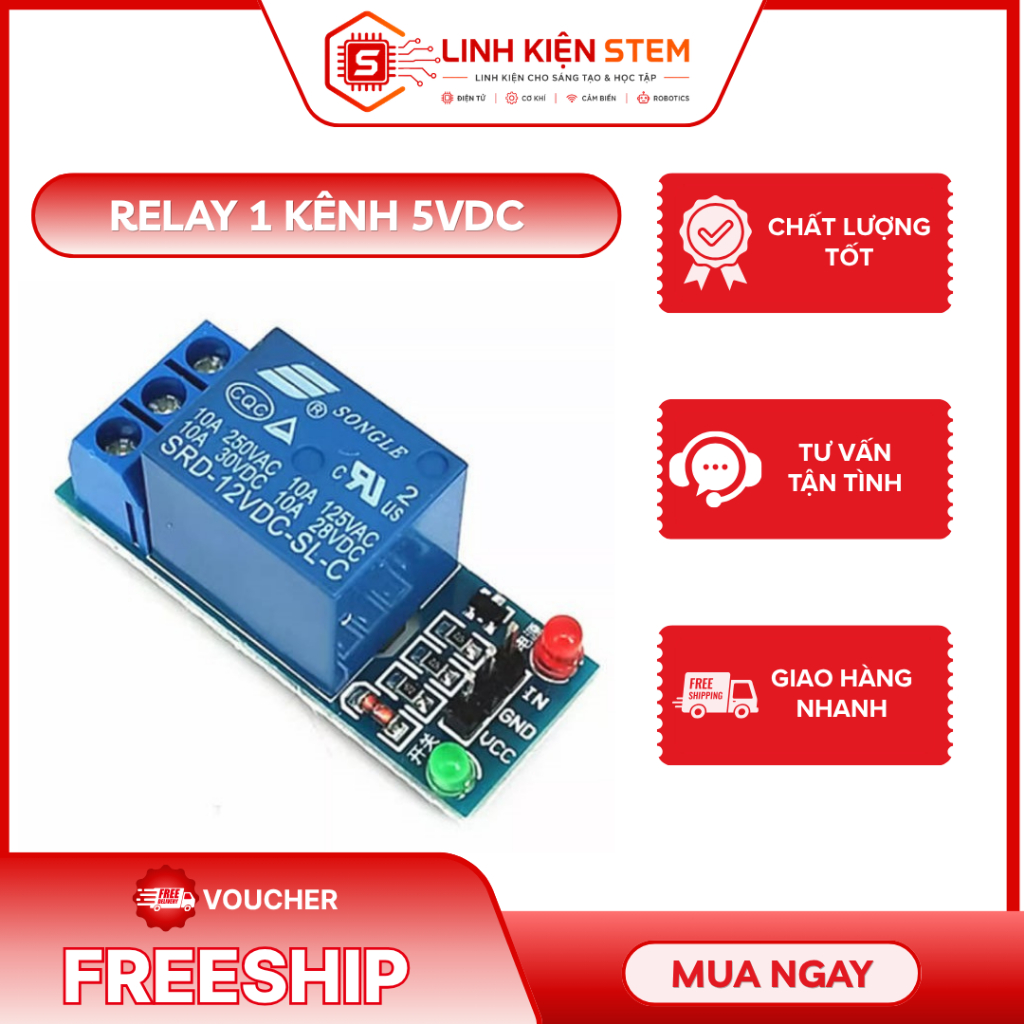 Module Relay 5VDC 12VDC 1 Kênh - Mạch Relay 5V 1 kênh