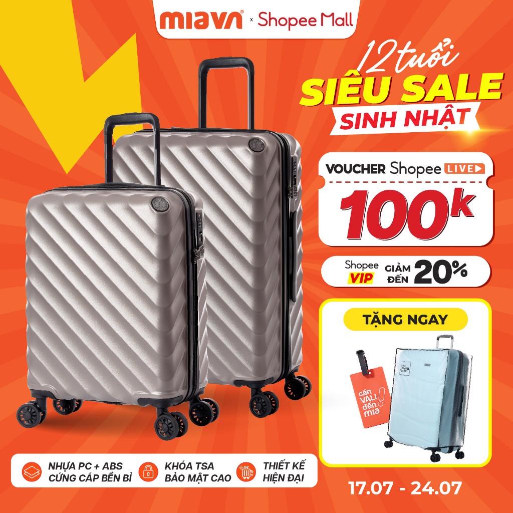 [COMBO ĐỘC QUYỀN] Combo 2 Vali Kéo MIA Larita WENY - Size 20/24/28, Nhựa PC/ABS Cứng Cáp Bền Bỉ, Bảo
