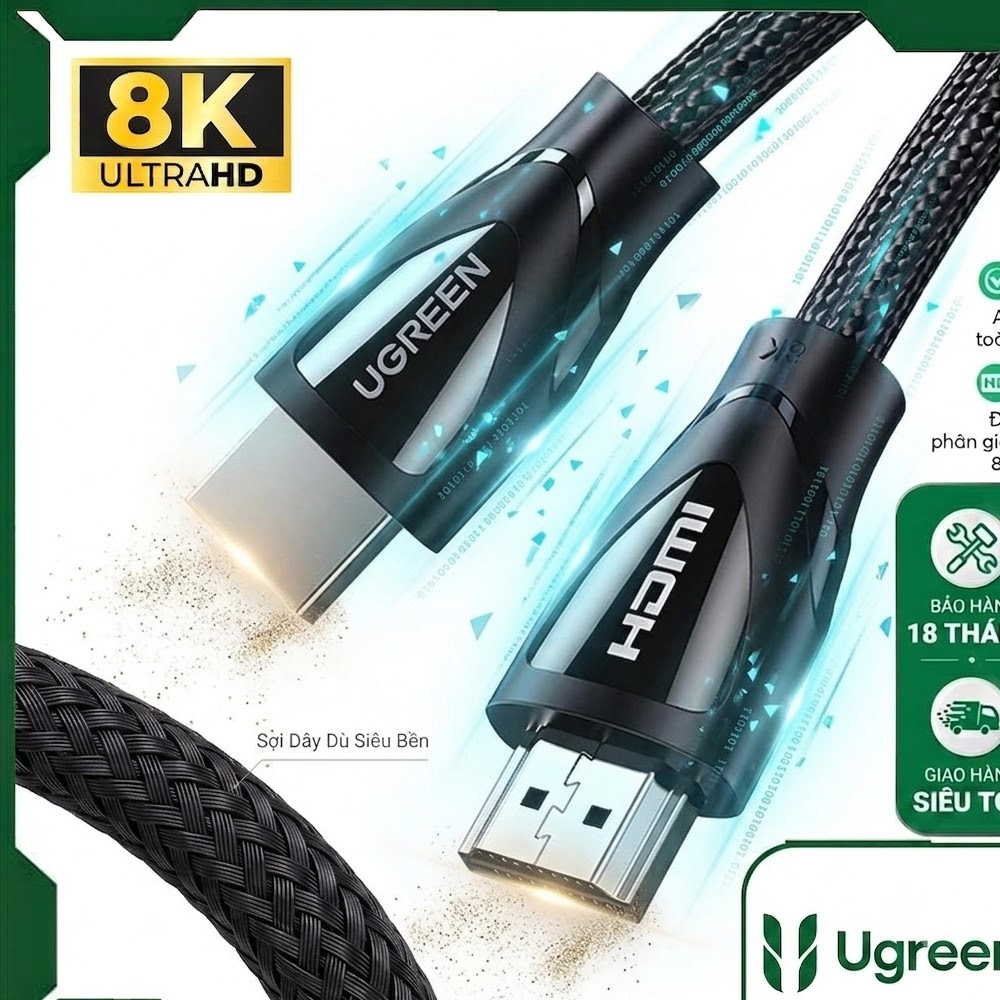 [UGREEN] Cáp HDMI Chính hãng 8K 60Hz, Dây cáp hdmi, hdmi 8K, Laptop, Dây cáp kết nối, Dây cáp máy tí